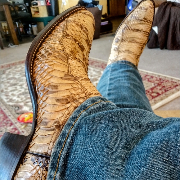 Rare genuine tiger snake skin boots (vintage) - Picture 1 of 10